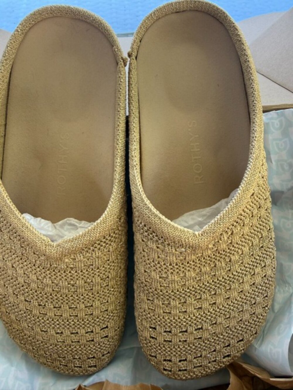 Rothy's Casual Clog Metallic Gold Crochet Size 8 - Picture 5 of 5